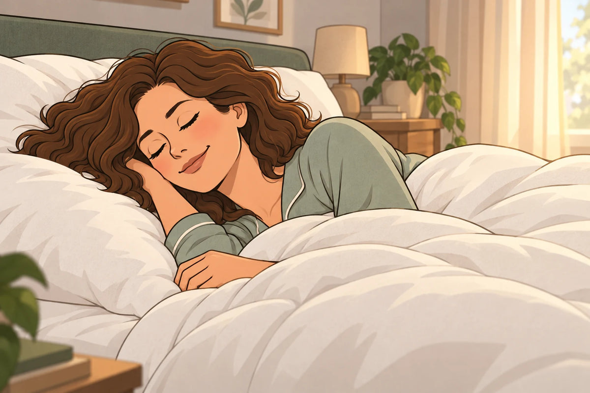 A woman sleeping peacefully in the early morning light